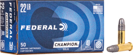 Federal Lightning Champion Training Lead Round Nose 40 Grain .22 Long Rifle 1240 fps 029465056186