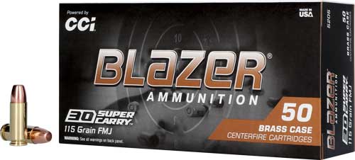 Blazer Brass Full Metal Jacket Flat Nose 115 Grain .30 Super Carry 1150 fps 604544670981