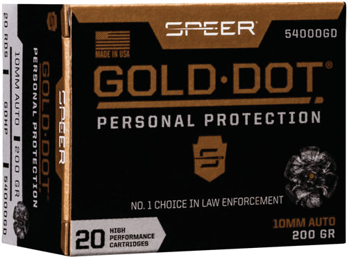 Speer Gold Dot Personal Protection Hollow Point 200 Grain 10mm Auto 1100 fps 604544646672