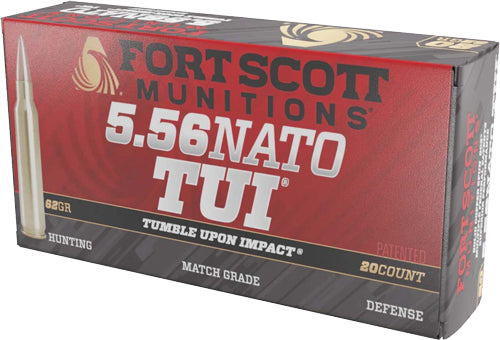 Fort Scott Munitions Tumble Upon Impact (TUI) Solid Copper Spun 62 Grain 5.56x45mm NATO 3200 fps 753677048263