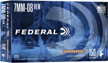 Federal PowerShok Jacketed Soft Point 150 Grain 7mm-08 Remington 2650 fps 029465091569