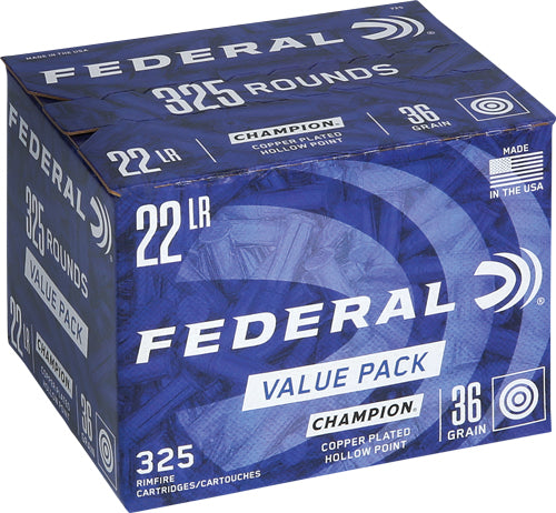 Federal Champion Training Value Pack Copper Plated Hollow Point 36 Grain .22 Long Rifle 1260 fps 029465057985