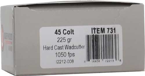 Underwood Ammo Wadcutter Black Cherry Coated Hard Cast 225 Grain .45 Long Colt  816874022136