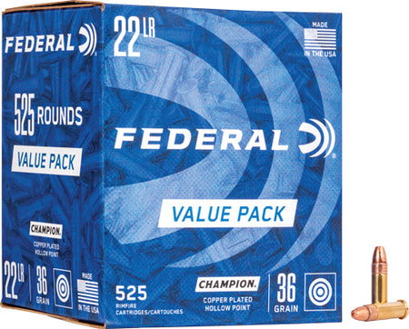 Federal Champion Training Copper Plated Hollow Point 36 Grain .22 Long Rifle 1260 fps 029465057169