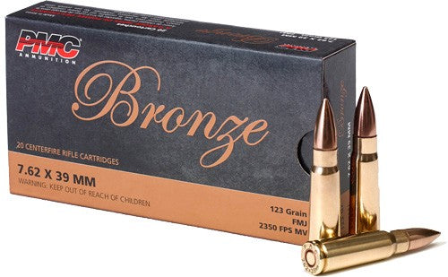 PMC Bronze Full Metal Jacket 123 Grain 7.62x39mm 2350 fps 741569060318