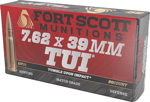 Fort Scott Munitions Tumble Upon Impact (TUI) Solid Copper Spun 117 Grain 7.62x39mm 2422 fps 758381721648