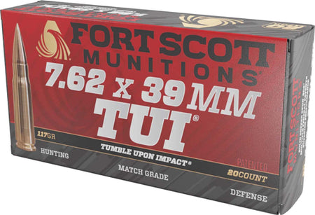 Fort Scott Munitions Tumble Upon Impact (TUI) Solid Copper Spun 117 Grain 7.62x39mm 2422 fps 758381721648