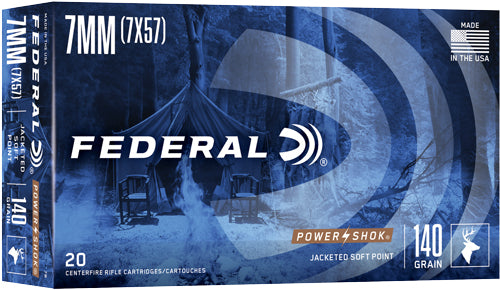Federal Power-Shok Rifle Ammo 7mm Mauser 140 gr. Jacketed Soft Point 20 rd.