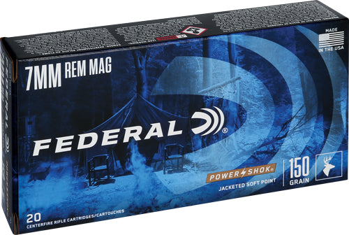 Federal PowerShok Jacketed Soft Point 150 Grain 7mm Remington Mag 3110 fps 029465084431