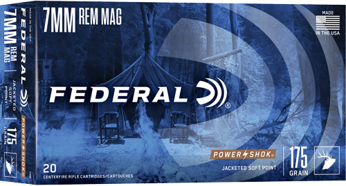Federal PowerShok Jacketed Soft Point 175 Grain 7mm Remington Mag 2860 fps 029465084448