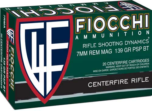 Fiocchi 7mm Remington Mag Field Dynamics 139 grain Pointed Soft Point ammunition