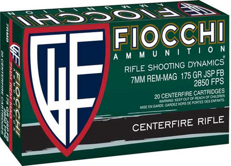 Fiocchi 7mm Remington Mag Field Dynamics 175 grain Jacketed Soft Point ammunition