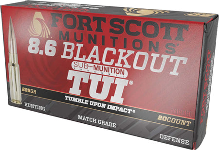 Fort Scott Munitions Tumble Upon Impact (TUI) Solid Copper Spun 285 Grain 8.6mm Blackout 1050 fps 758381722393