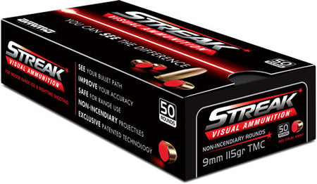 Streak Streak Visual (RED) Tracer Total Metal Case 115 Grain 9mm Luger/Parabellum 1124 fps 818778023479