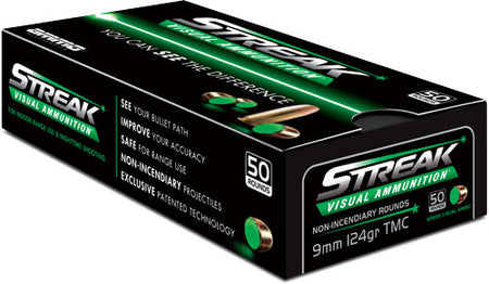 Ammo Inc Streak Visual (GREEN) Total Metal Case 124 Grain 9mm Luger/Parabellum 1065 fps 818778023509