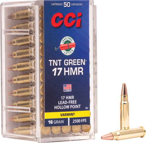 CCI Varmint TNT Green Rimfire Ammo 17 HMR 16 gr. Hollow Point 50 rd.