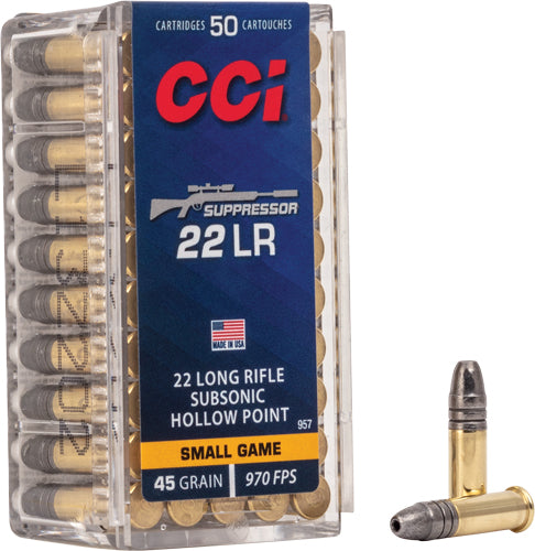CCI Suppressor Subsonic HP  45 Grain .22 Long Rifle 970 fps 076683009579