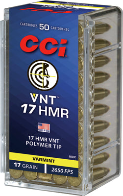 CCI VNT Varmint Tipped 17 Grain .17 HMR 2650 fps 604544621198