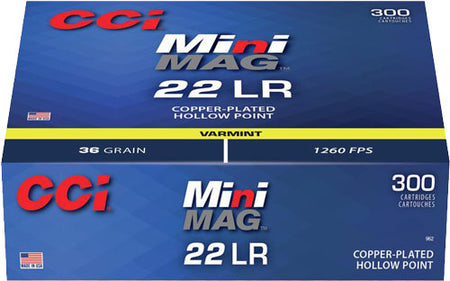 CCI Mini-Mag Varmint Jacketed Hollow Point 36 Grain .22 Long Rifle 1260 fps 076683009623