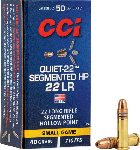 CCI Hunting Quiet-22 Segmented Hollow Point 40 Grain .22 Long Rifle 710 fps 076683009708