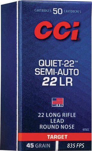 CCI Quiet-22 Lead Round Nose 45 Grain .22 Long Rifle 835 fps 604544647495