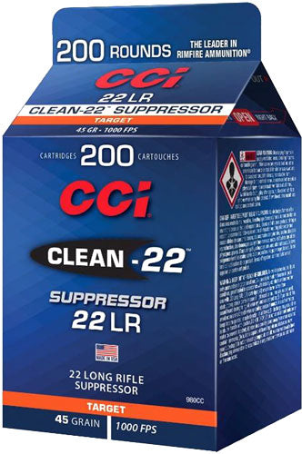 CCI Clean-22 Suppressor Lead Round Nose 45 Grain .22 Long Rifle 1000 fps 604544647044