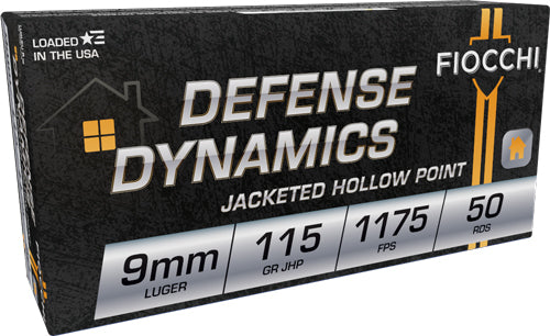 Fiocchi Defense Dynamics Jacketed Hollow Point 115 Grain 9mm Luger/Parabellum 1175 fps 762344701103