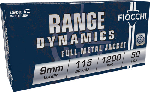 Fiocchi Range & Training Dynamics 9mm Luger 115 Grain Full Metal Jacket(FMJ)