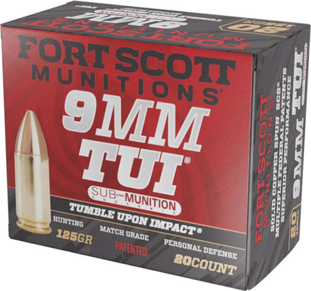 Fort Scott Munitions Tumble Upon Impact (TUI) Solid Copper Spun 125 Grain 9mm Luger/Parabellum 950 fps 753677048126