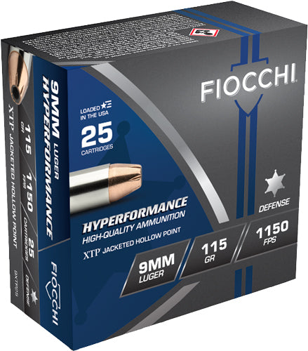 Fiocchi Hyperformance Hornady XTP Hollow Point 115 Grain 9mm Luger/Parabellum 1150 fps 762344710488