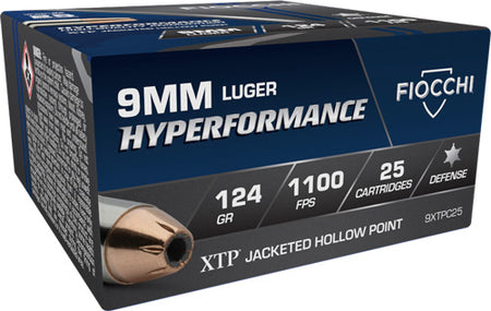 Fiocchi Hyperformance Hornady XTP Hollow Point 124 Grain 9mm Luger/Parabellum 1100 fps 762344710501