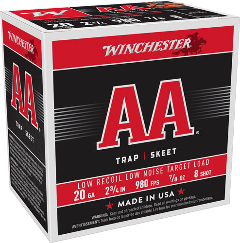 Winchester 20 Gauge Shotgun Ammo AA Target Low Recoil 2.75 in 7/8 oz #8
