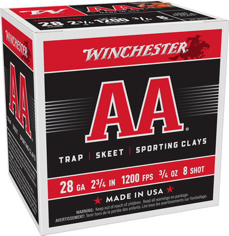 Winchester AA288   28 Gauge 2.75" 3/4oz 8 Shot 1200 FPS. 020892009950