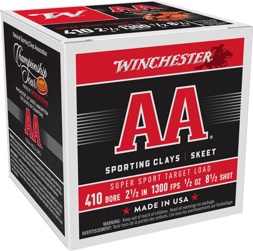 Winchester .410 Bore Shotgun Ammo AA Supersport Sporting Clay 2.5 in 1/2 oz #8.5