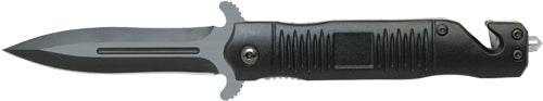 ABKT Black Stiletto Spring Assisted Knife 3.5" Blade with Window Breaker