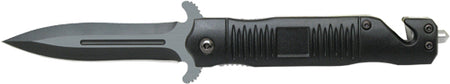 ABKT Black Stiletto Spring Assisted Knife 3.5" Blade with Window Breaker