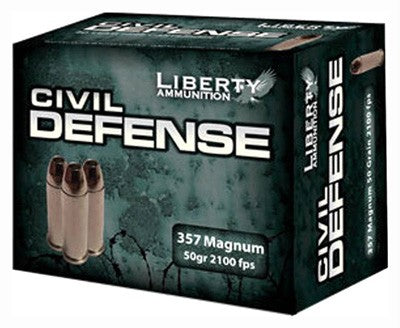 Liberty Ammunition Civil Defense Protection Lead Free Fragmenting Hollow Point 50 Grain .357 Magnum 2100 fps 748252888136