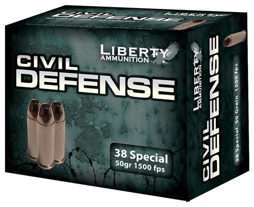 Liberty Ammunition Civil Defense Protection Lead Free Fragmenting Hollow Point 50 Grain .38 Special 1500 fps 748252232113