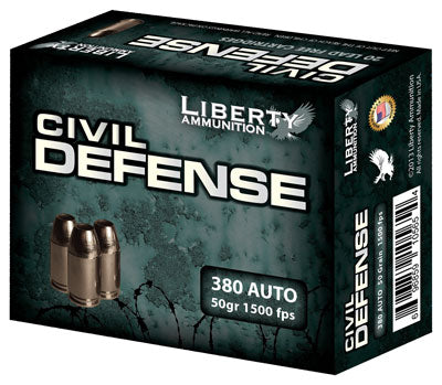 Liberty Ammunition Civil Defense Protection Lead Free Fragmenting Hollow Point 50 Grain .380 ACP/Auto 1500 fps 696859105654