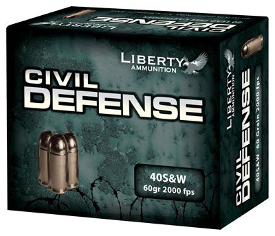 Liberty Ammunition Civil Defense Protection Lead Free Fragmenting Hollow Point 60 Grain .40 S&W 2000 fps 696859105616