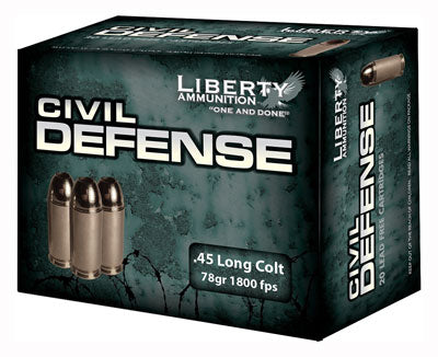 Liberty Ammunition Civil Defense Protection Lead Free Fragmenting Hollow Point 78 Grain .45 Long Colt 1800 fps 748252054975