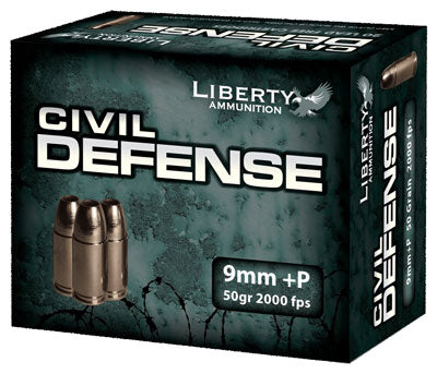 Liberty Ammunition Civil Defense Protection Lead Free Fragmenting Hollow Point 50 Grain 9mm Luger/Parabellum 2000 fps 696859105623