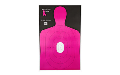 Action Target B-27E Shoot For The Cure Pink Paper Silhouette Shooting Target, 23"x35", 100 Count