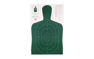 Action Target B-27E Economy Paper Silhouette Target, Green, Cut Off Below Ring 7, 23"x35", 100 Count