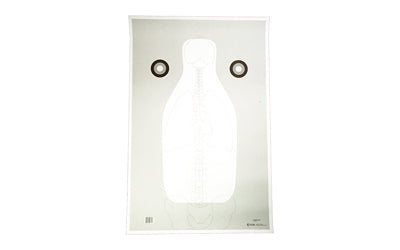 Action Target FBI Q Paper Target with Vital Anatomy Version 2, Black White Gray, 23" x 35", Box of 100