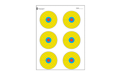 Action Target 100-Pack Six Bull's-Eye Fluorescent Yellow Target, Blue/Red/Yellow, 17.5" x 23" PR-BE6-100