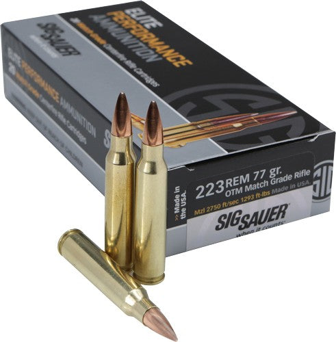Sig Sauer .223 Remington Elite Performance Marksman 77 grain Open Tip Match ammunition