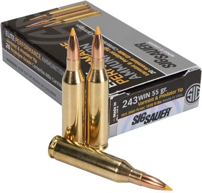 Sig Sauer .243 Winchester Elite Hunting Varmint & Predator 55 grain Extreme Expansion Tip ammunition