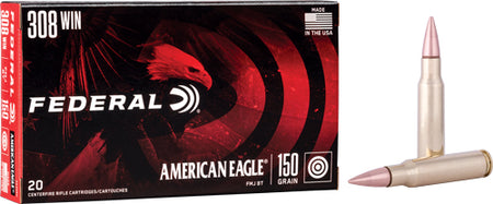 American Eagle  Full Metal Jacket Boat Tail 150 Grain .308 Win / 7.62x51mm 2820 fps 029465085339