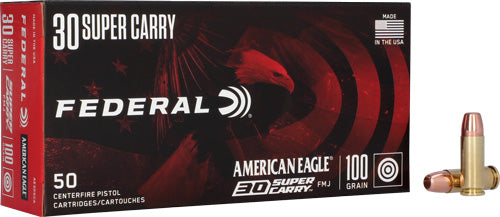 Federal American Eagle Pistol Ammo 30 Super Carry 100 gr FMJ 50 rd.